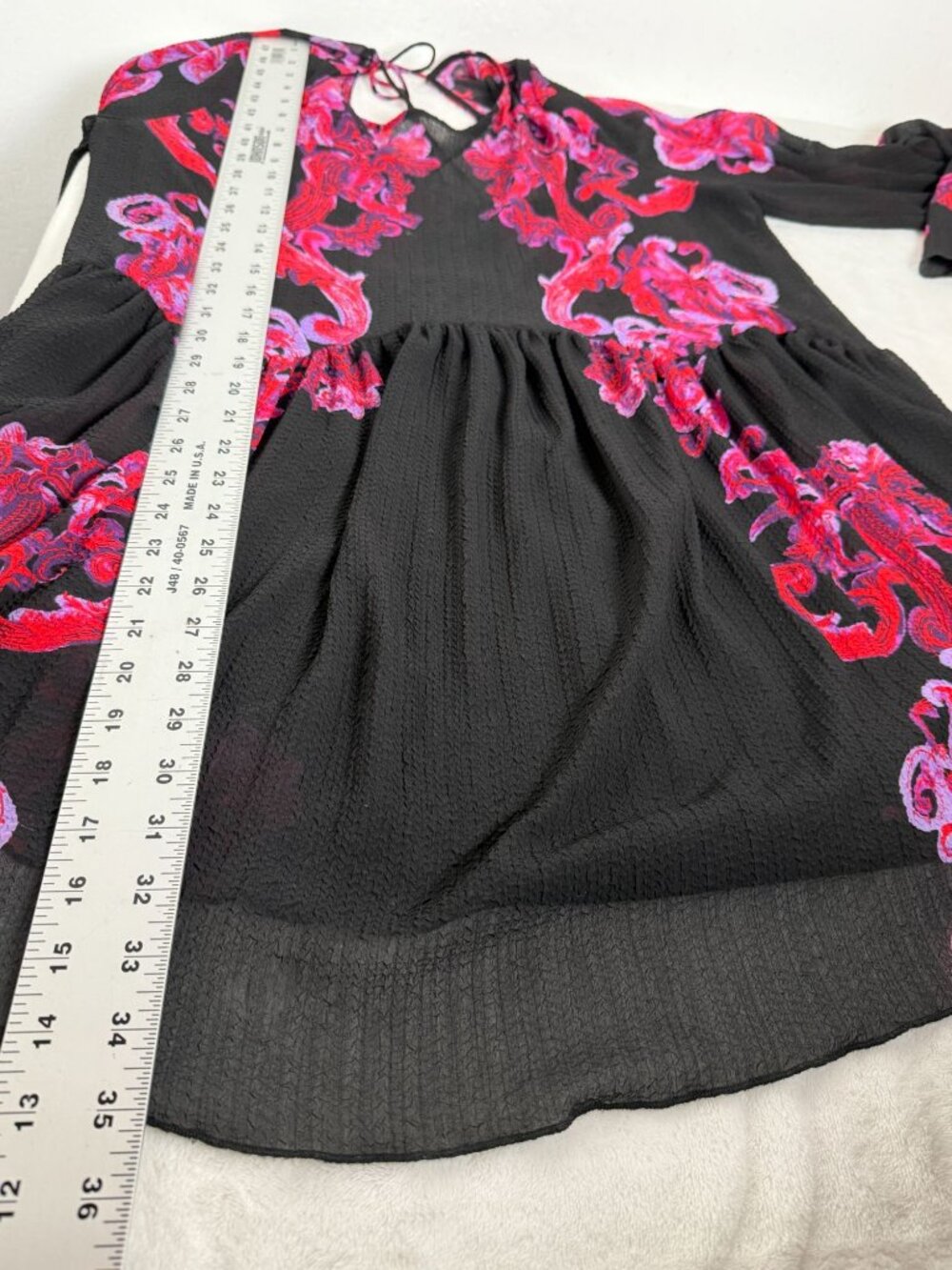 Intimately Free People Symphony Sheer Tunic Dress Paisley Bell Sleeve Large - Picture 8 of 8